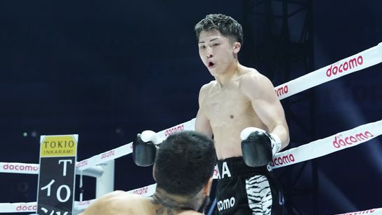 Naoya Inoue heads to a neutral corner after dropping Luis Nery in their bout in Tokyo Monday for the undisputed super bantamweight title. Inoue won by TKO at 1:22 of the sixth round. Naoya Inoue heads to a neutral corner after dropping Luis Nery in their bout in Tokyo Monday for the undisputed super bantamweight title. Inoue won by TKO at 1:22 of the sixth round.