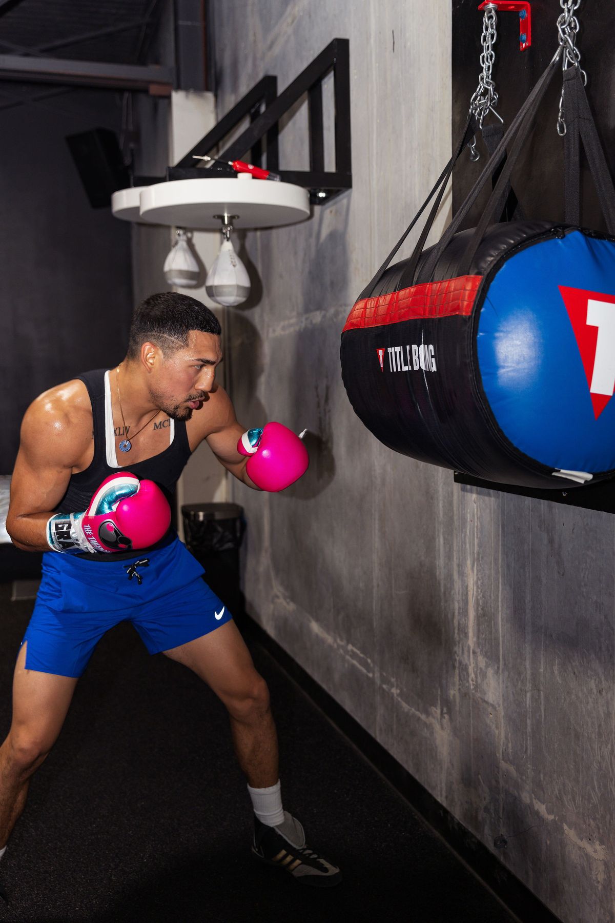 Teofimo Lopez trains in Miami, Fla., in preparation for his title defense Saturday on ESPN against Steve Claggett.