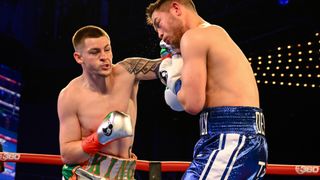 Callum Walsh does exactly what an unbeaten prospect should do to a guy with a padded record and blows him out (Boxing). Photo by Lina Baker/360 Promotions