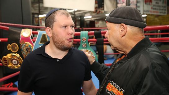 Promoter Dmitry Salita (L), shown talking to Bruce Silverglade of Gleasons Gym, compared Claressa Shields to Muhammad Ali.