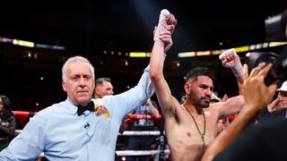 Jose Ramirez wasn't pleased, but he ran away with a unanimous decision victory in his first bout in 13 months (Boxing). Photo by Cris Esqueda/Golden Boy Promotions