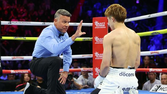 Referee Thomas Taylor gaves Naoya Inoue the count in the second round.