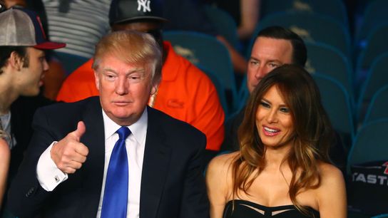 President Donald Trump and First Lady Melania Trump, six weeks before he announced his candidacy for the presidency, attended Mayweather-Pacquiao on May 2, 2015, in Las Vegas.