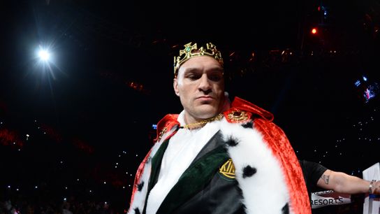 Tyson Fury enters the ring at the MGM Grand Garden in 2020 with a robe and crown for his rematch with Deontay Wilder.