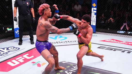 Gilbert Burns (R) battles Michael Morales Saturday in the main event of UFC Vegas 106 at Apex in Las Vegas. Gilbert Burns (R) battles Michael Morales Saturday in the main event of UFC Vegas 106 at Apex in Las Vegas.