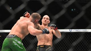 Time for the bizarre dance between ex-champ Sean Strickland and legendary coach Eric Nicksick to end (UFC). Photo by Dan Hamilton/Imagn Images