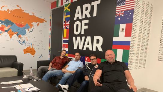 Matchmakers Sean Shelby and Mick Maynard, chief business officer Hunter Campbell and CEO Dana White (R) at UFC headquarters.