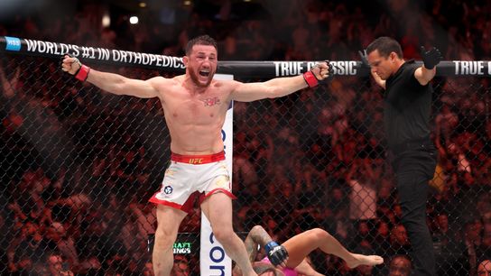 Merab Dvalishvili reacts after submitting Sean O'Malley Merab Dvalishvili reacts after submitting Sean O'Malley