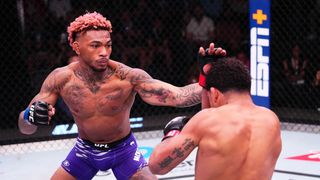 MIchael Morales makes major statement in first-round TKO victory over veteran Gilbert Burns (UFC). Photo by Jeff Bottari/Zuffa