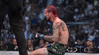 "Suga" Sean O’Malley gets shot to avenge his only career defeat when he defends his belt at UFC 299 against Marlon "Chito" Vera. (UFC). Photo by Craig Kidwell/USA Today Sports