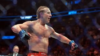 Paddy Pimblett scores dominant victory over Michael Chandler in third-round TKO stoppage (UFC). Photo by Sam Navarro/Imagn Images