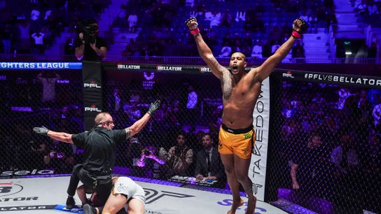 Renan Ferreira celebrates a KO of Ryan Bader.