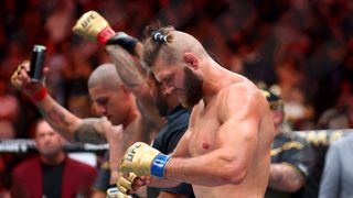 Alex Pereira wipes out Jiri Prochazka with head kick on one of UFC's wildest nights ever taken T-Mobile Arena (UFC). Photo by Mark J. Rebilas/USA Today Sports