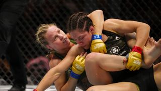 Valentina Shevchenko takes the life out of the crowd but regains women's flyweight title at Noche UFC taken Sphere Las Vegas  (UFC). Photo by Stephen R. Sylvanie/Imagn Images