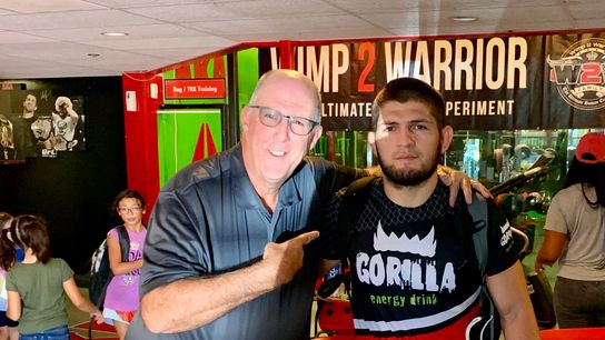 With the former UFC lightweight champion Khabib Nurmagomedov in San Jose, Calif.