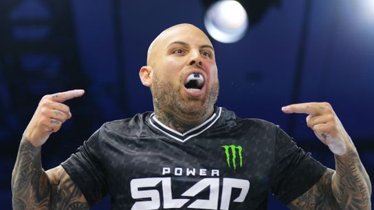 PowerSlap middleweight champion Isaih Quinones celebrates his KO win Friday over Branden Bordeaux. PowerSlap middleweight champion Isaih Quinones celebrates his KO win Friday over Branden Bordeaux.