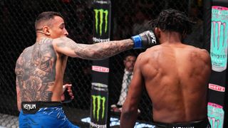 Carlos Prates proves himself as a potential star at welterweight following a first-round KO of veteran Neil Magny in main event of UFC Vegas 100 taken UFC Apex in Las Vegas (UFC). Photo by Chris Unger/Zuffa